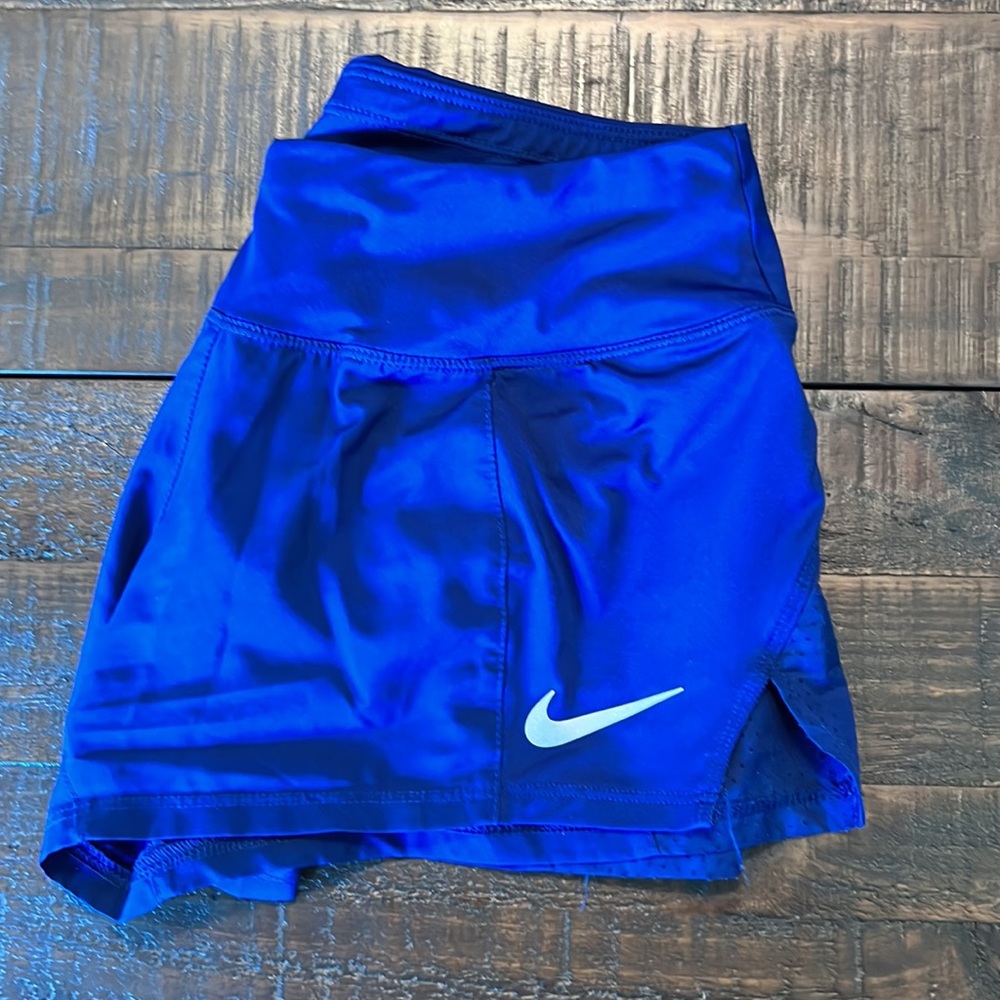 Nike Dri-Fit hi-cut brief lined running shorts in blue size XS